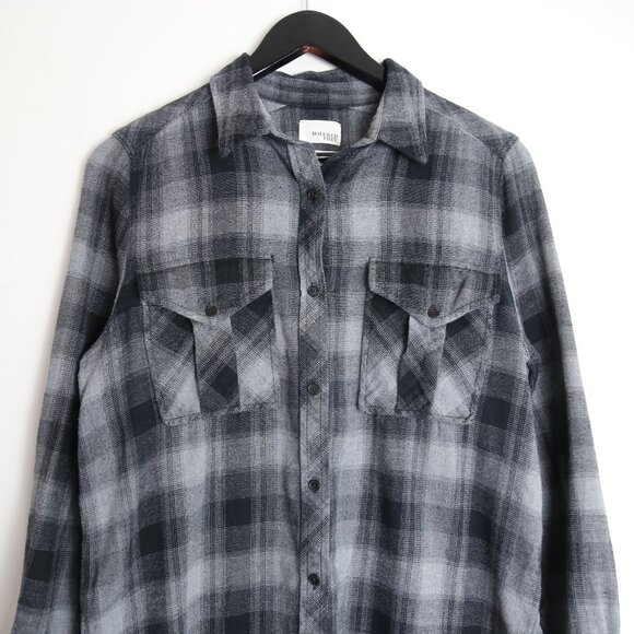 Aritzia Wilfred‎ Free Black Grey Long Sleeve Cotton Shirtdress Size Medium - Picture 2 of 8